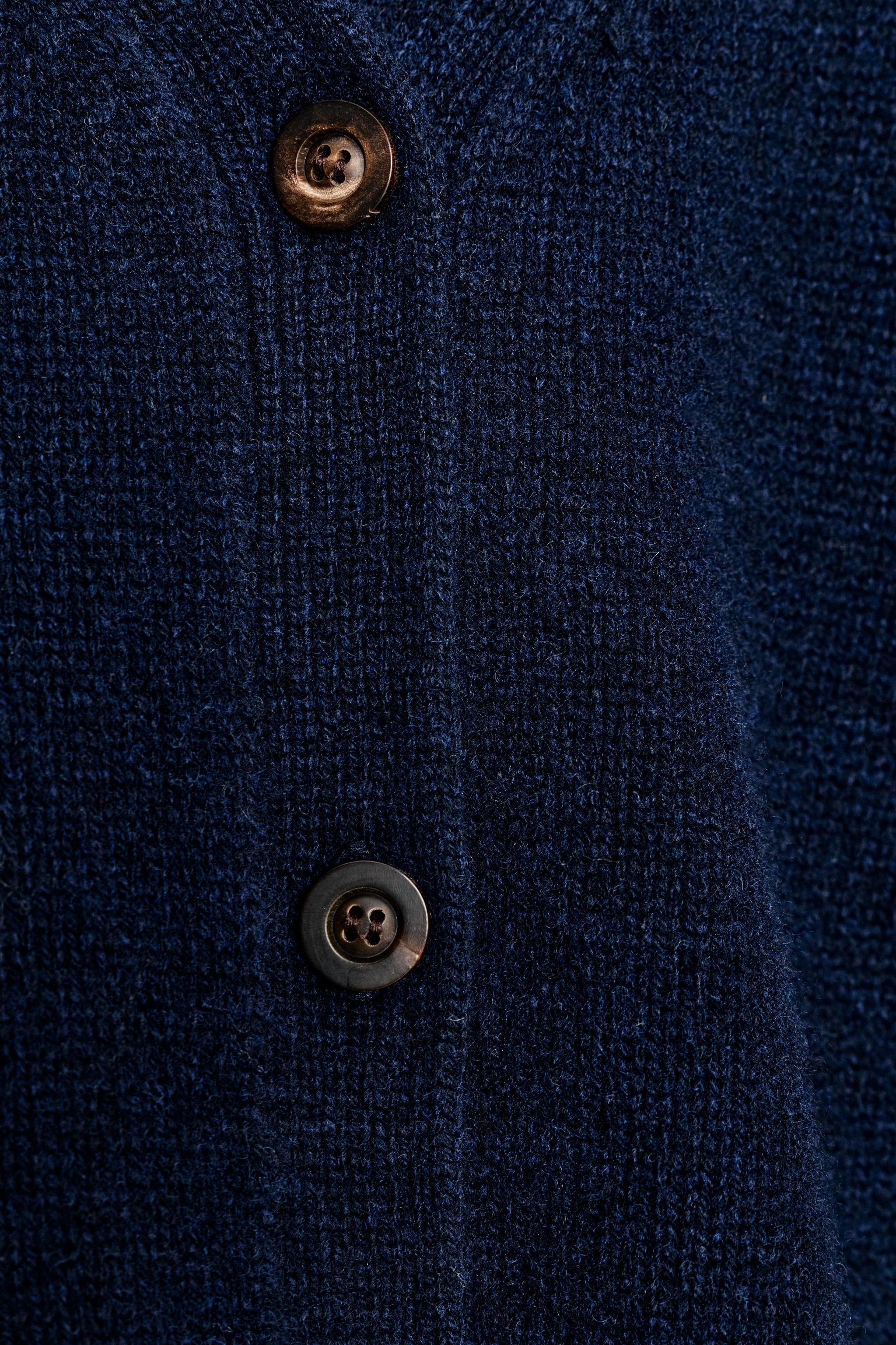 100% WOOL PUFF SLEEVE CARDIGAN